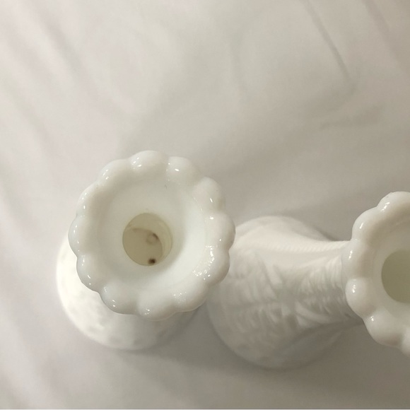Vintage Farmhouse White Milk Glass Tall Bud Vases 9” - Set of 2 - Picture 8 of 10
